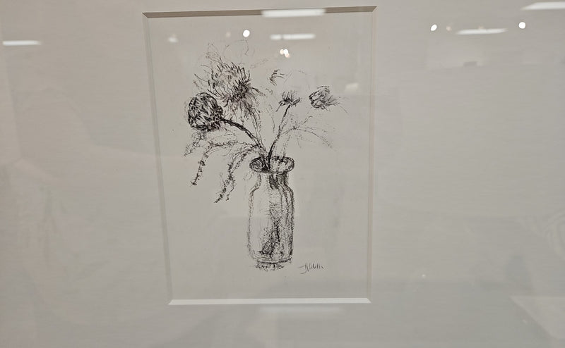 Pottery Barn 'Mums in Vase' Print