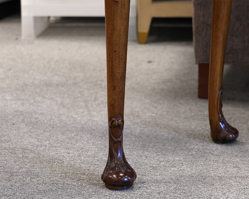 Burl Mahogany Flip-Top Game Table with Black Painted Detail