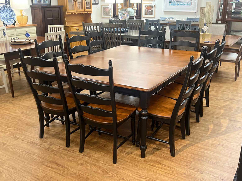 Black & Maple Dining Set w/ 10 Chairs