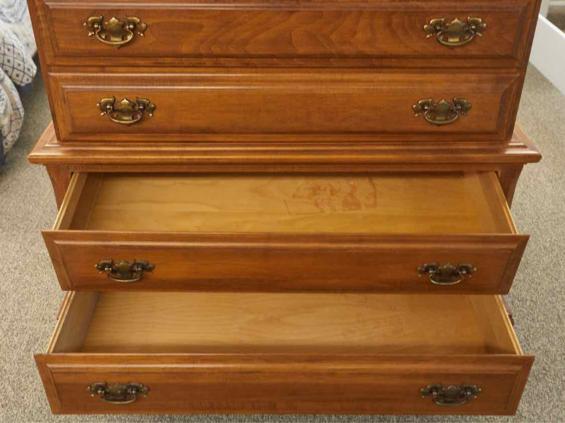 Maple 9 Drawer  Chest on Chest  with Ornate Pulls