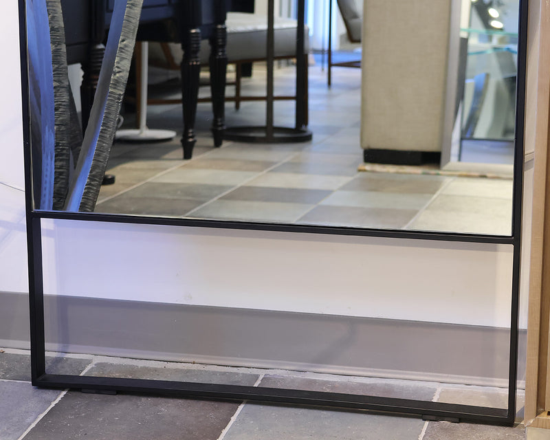 Contemporary Floor Mirror in Black Metal Frame