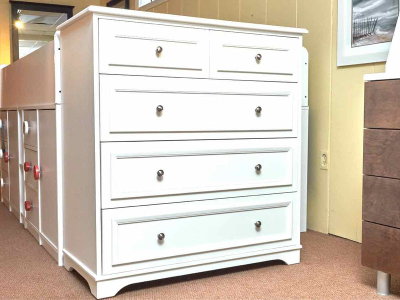 Pottery Barn 'Fillmore' White 5 Drawer Nickle Knobs Chest