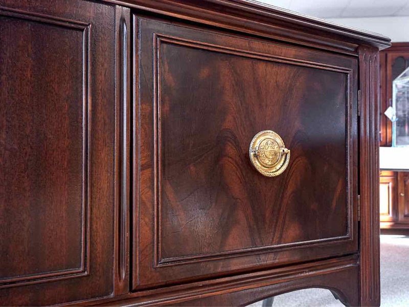 Solid Mahogany 2 Door Server with Pediment Backsplash & Brass Handles