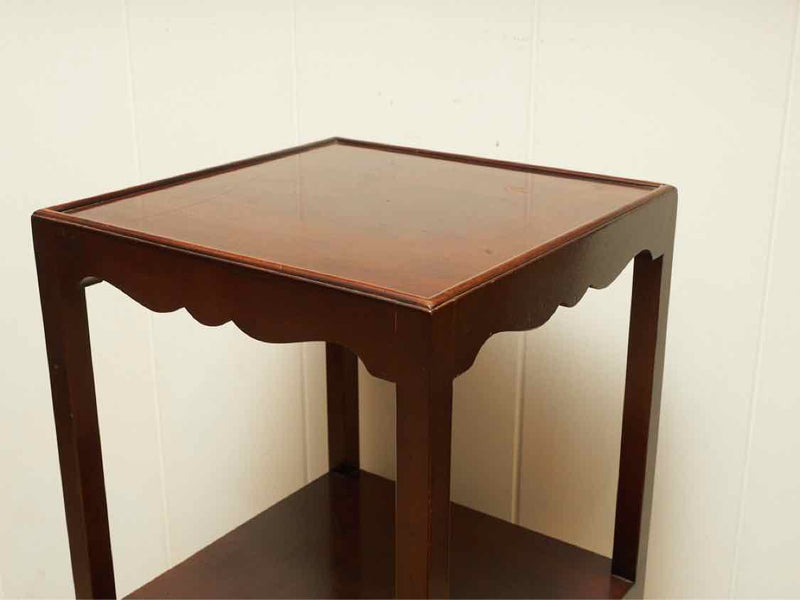 Mahogany Side Table With Shelf & Drawer