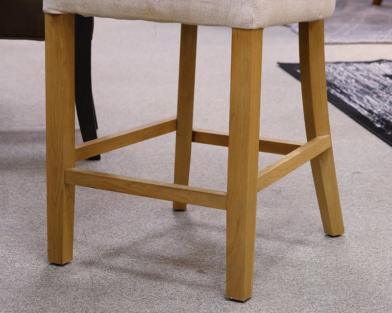 Pair of RH 1940s French Barrelback Fabric Counter Stools in Belgian Linen