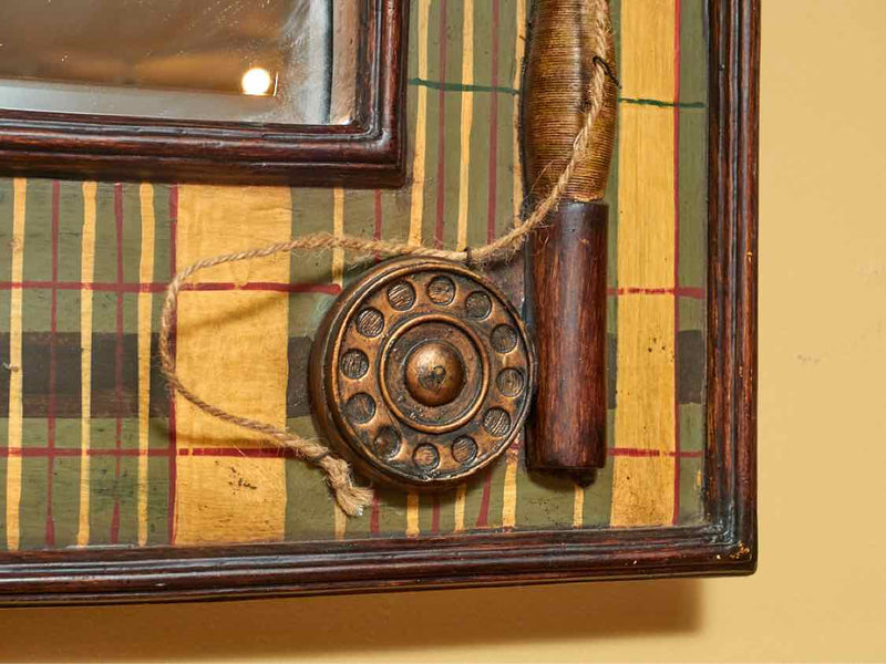 Arched Mirror With Plaid & Fish Motif