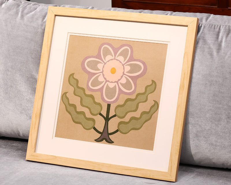 "Graphic Folk Flower III" Framed Print