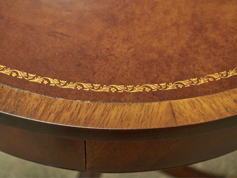 Pair of Solid Mahogany Leather Tooled Accent Tables