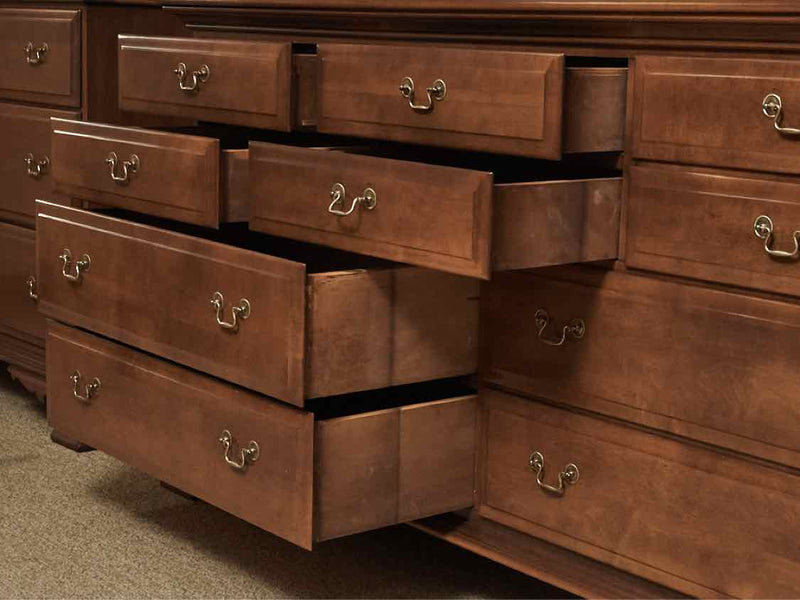 Maple 10 Drawer Dresser With Landscape Mirror