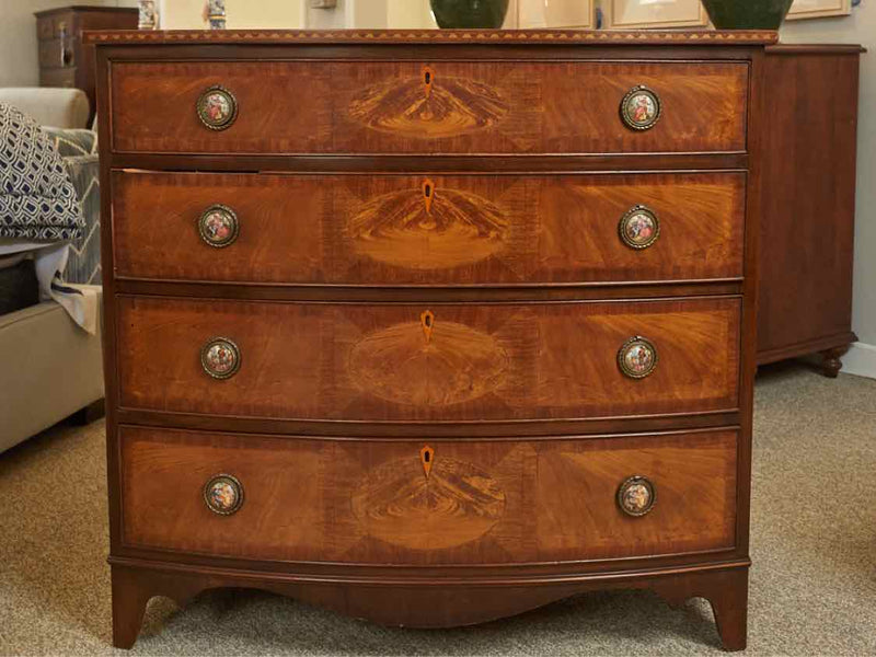 Bowfront Inlay Mahogany Bachelor's Chest