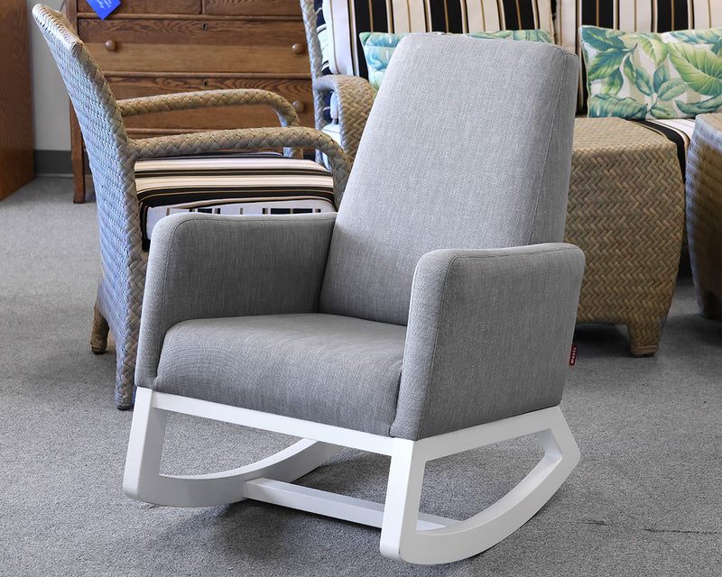 Monte Joya Upholstered Rocker in Grey Heather on White Wood Frame