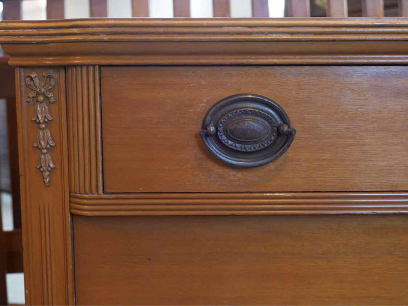 Light Mahogany  Three Drawer Chest W/ Fluting