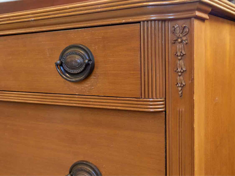 Light Mahogany  Three Drawer Chest W/ Fluting