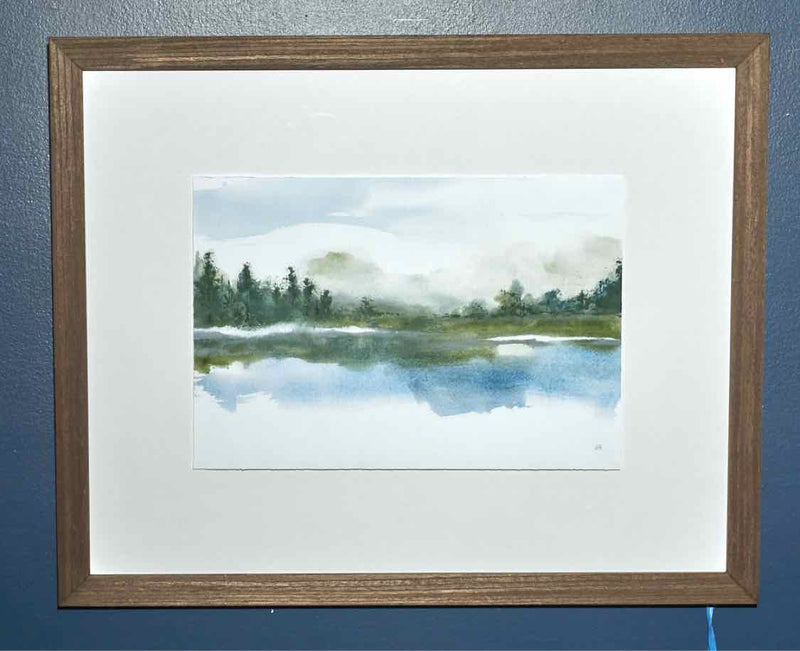 Framed Watercolor: 'Lake Fog I'