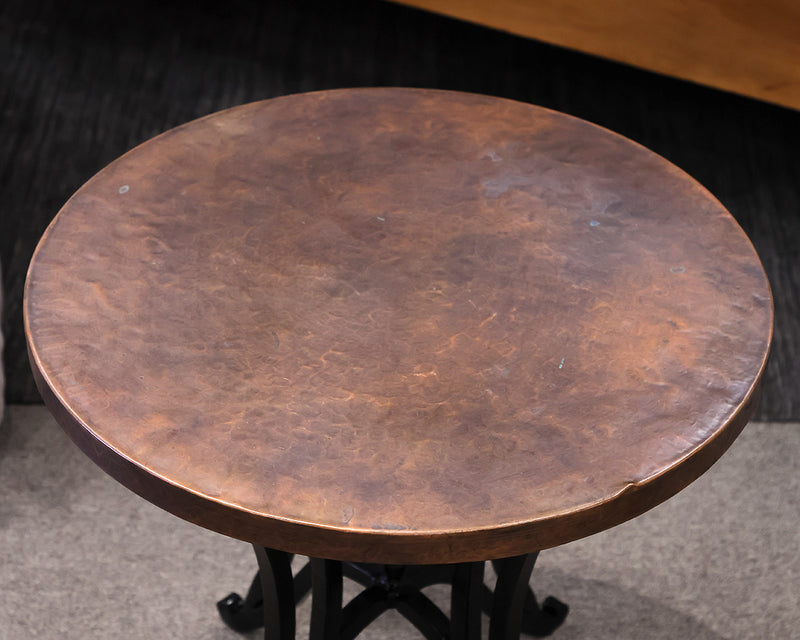 Arhaus Round Copper Top Side Table on Iron Base