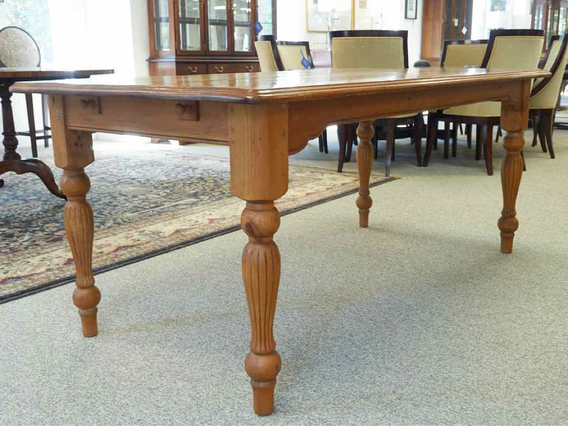 Rustic Pine Dining Table With Turned Legs