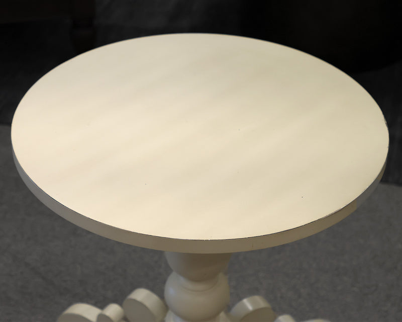 Magnolia Home Bistro Table in Cream Finish on Turned Pedestal with Scrolled Legs