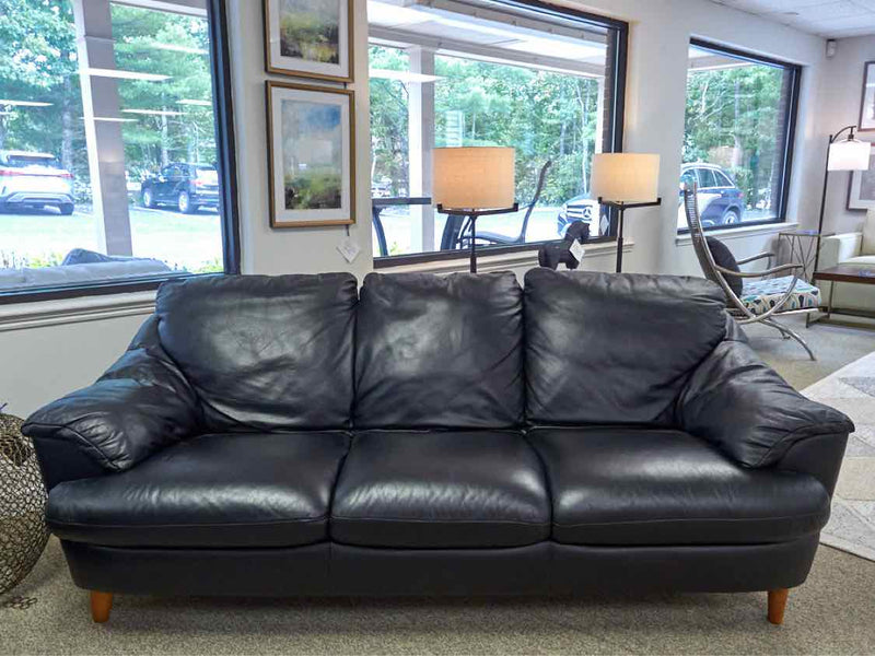 Italsofa Black Leather Slope Arm Sofa