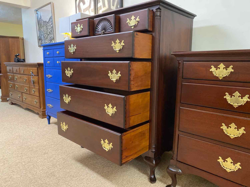 Drexel Solid Mahogany 7 Drawer Chest with Fan Carved Drawer