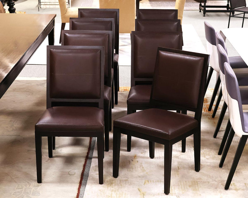 Set of 8 Christian Liaigre for Holly Hunt Dining Chairs in Brown Leather