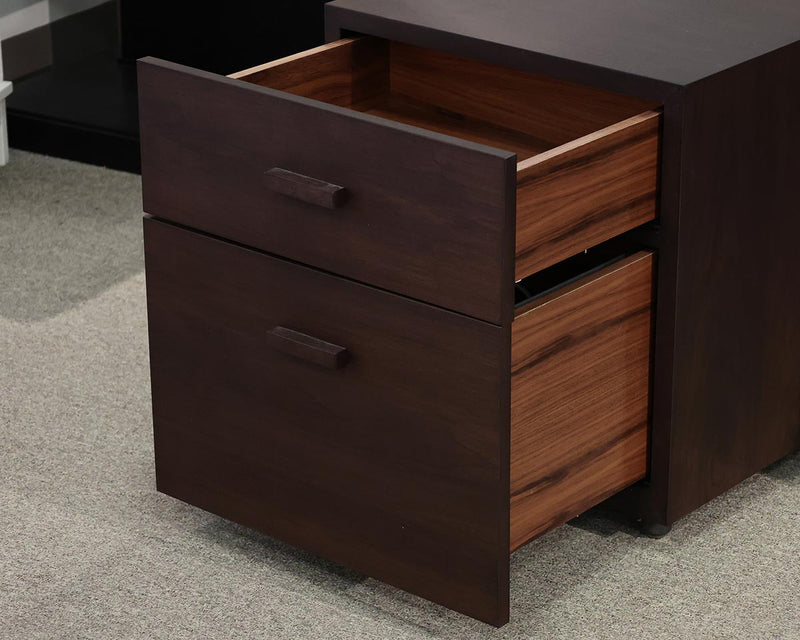 Dark Finish Wood Rolling File Cabinet