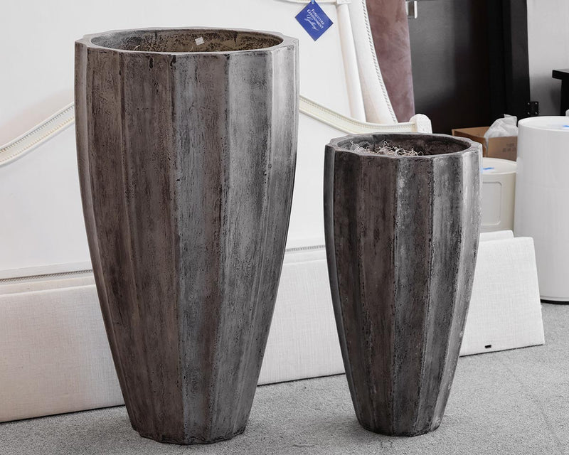 Set of 2 Finn Ribbed Outdoor Planters