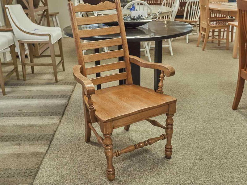 Set of Six Solid Oak LadderBack Dining Chairs