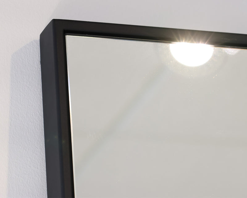 Contemporary Floor Mirror in Black Metal Frame