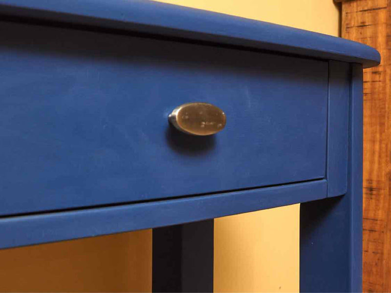 'Delphinium Blue' Finish Demi Lune Shape 2 Drawer Console