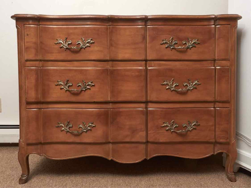 French Bench Made Walnut 3 Drawer Chest With Ornate Handles