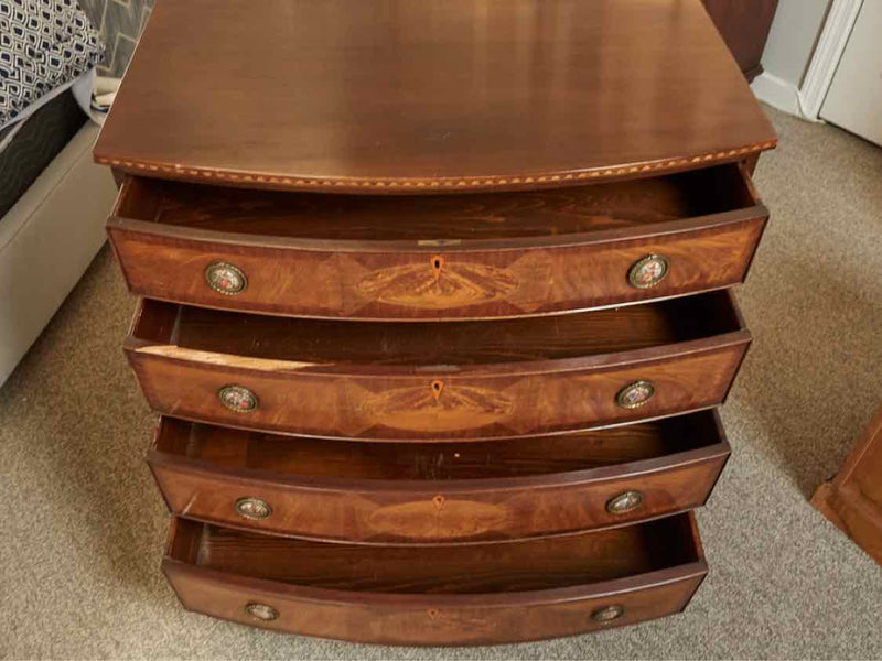 Bowfront Inlay Mahogany Bachelor's Chest