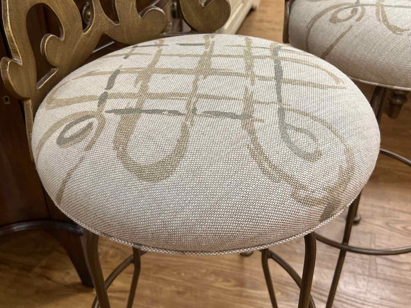 Pair of Gold and Cream Swivel Bar Stools