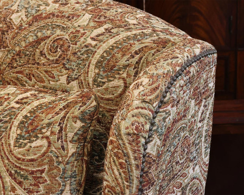 Lexington ' Bradbury' Wing Chair in Earth Tone Paisley Upholstery & Ottoman