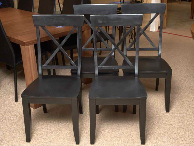 Set of 4 Black Finish X Back Dining Chairs