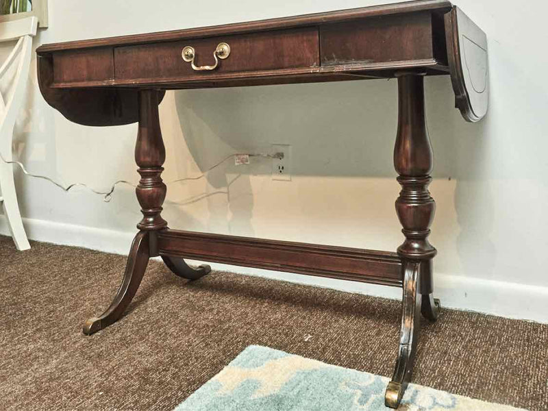 Lane Furniture Mahogany Dropleaf Table Console with Trestle Base