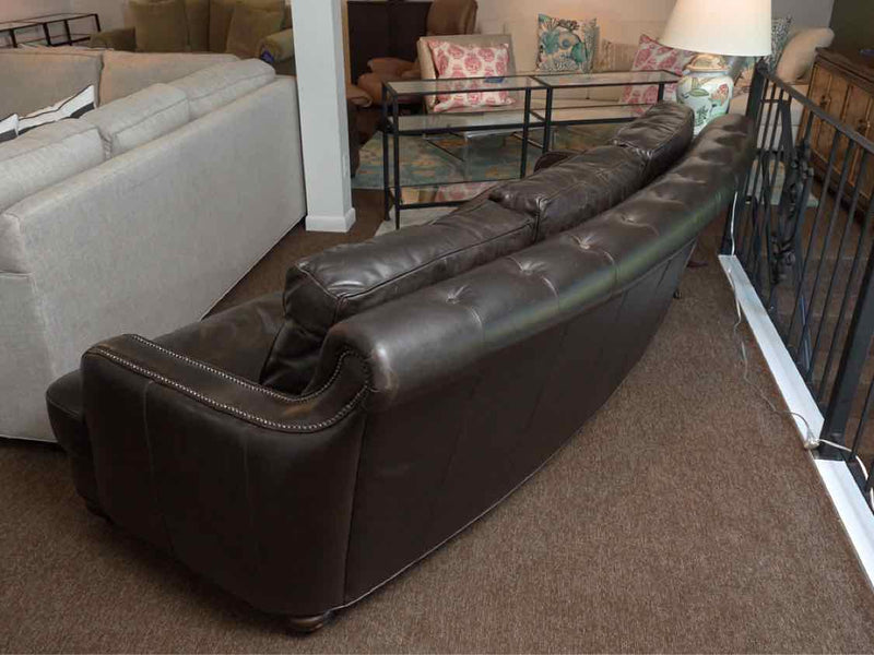 Bradington Young  Espresso Brown Leather 3 Cushion Sofa with Curved Back