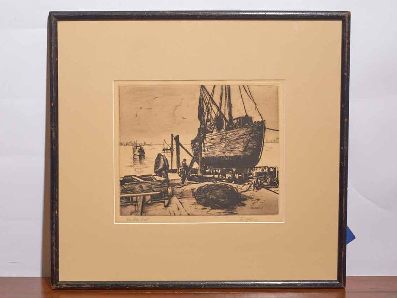 'Hauled Out'  Etching by Jo Gross