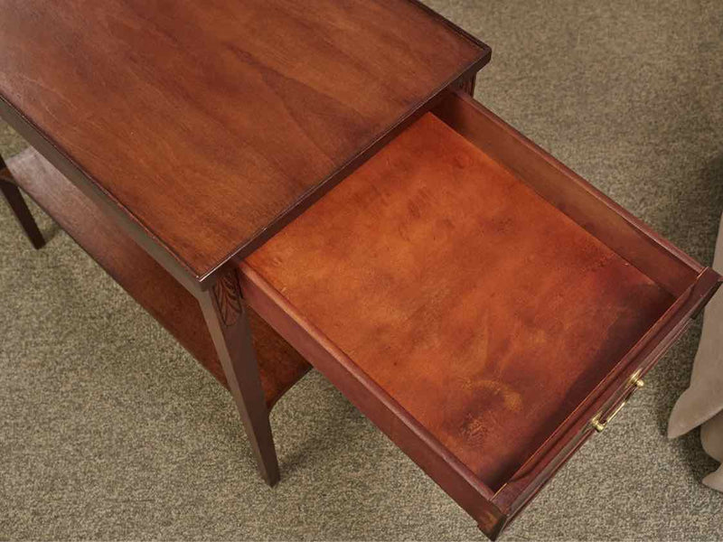 Pair of Mersman Cherry Side Tables With Acanthus Leaf Carving