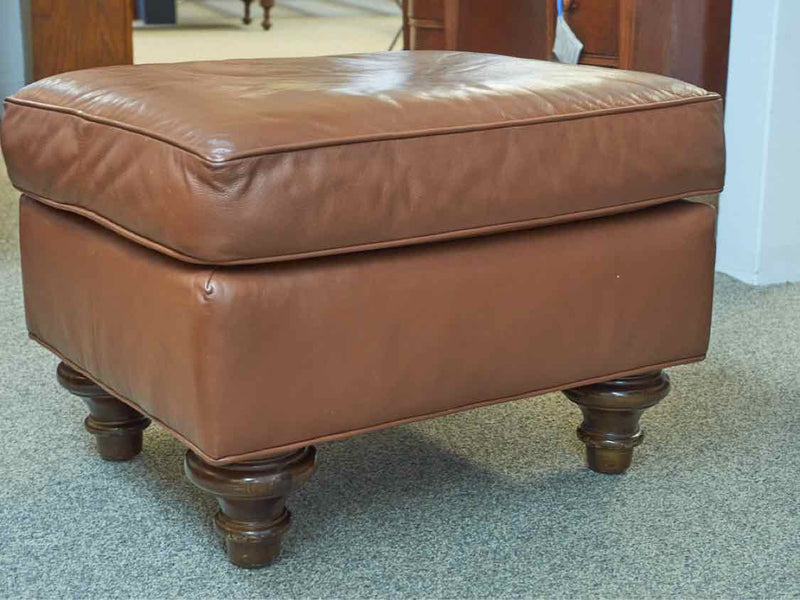 Roll Arm Swivel Chair & Ottoman in Camel Faux  Leather