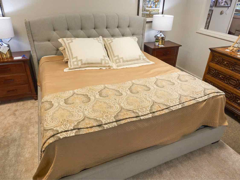 Dove Gray Tufted King Bed