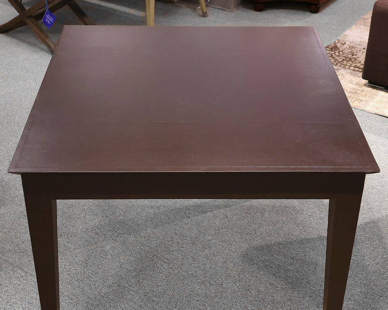 Leather Wrapped Square Accent Table in Chocolate Brown