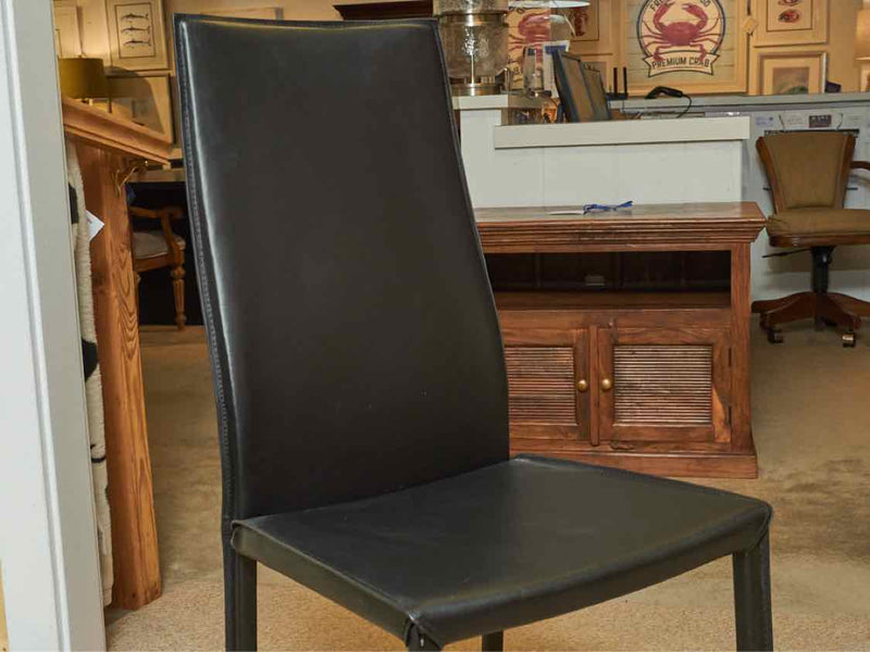 Set Of 8 Bo Concept Black Bonded Leather  Dining Chairs