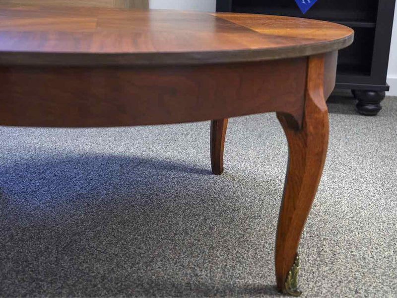 Inlaid Mahogany Cocktail Table W/ Brass Accents