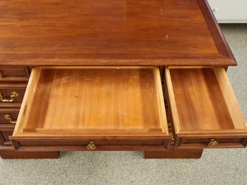 Cherry Pedestal Desk with 2 File Drawers & 4 Smaller  Drawers