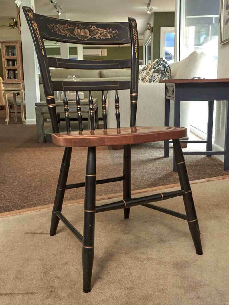 Pair of Maple & Black Stencil Hitchcock Side  Dining Chairs