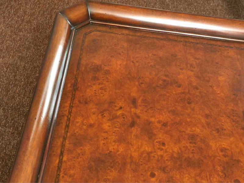 Maitland Smith Burl Wood Tray  Cocktail Table With Lower Shelf