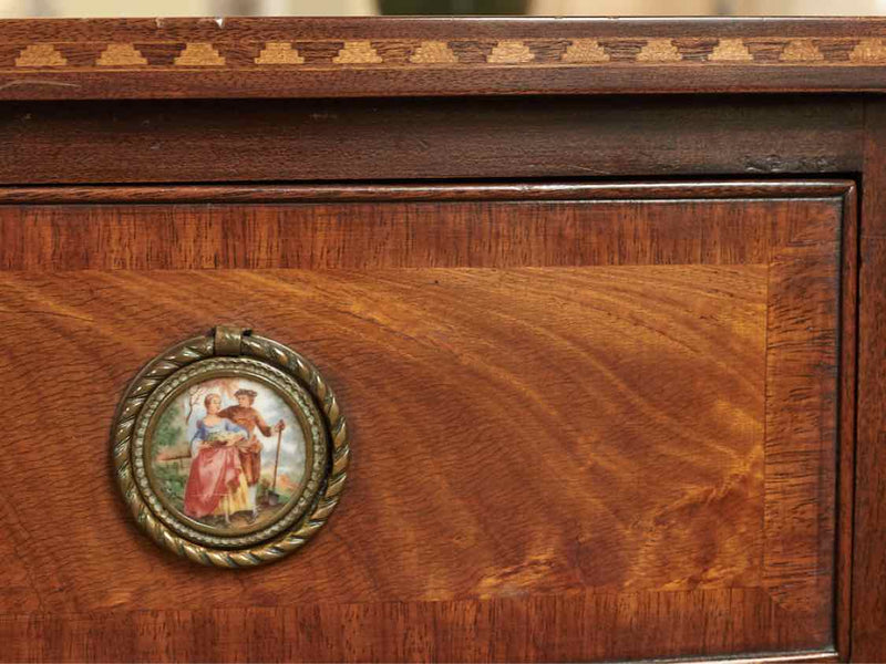 Bowfront Inlay Mahogany Bachelor's Chest