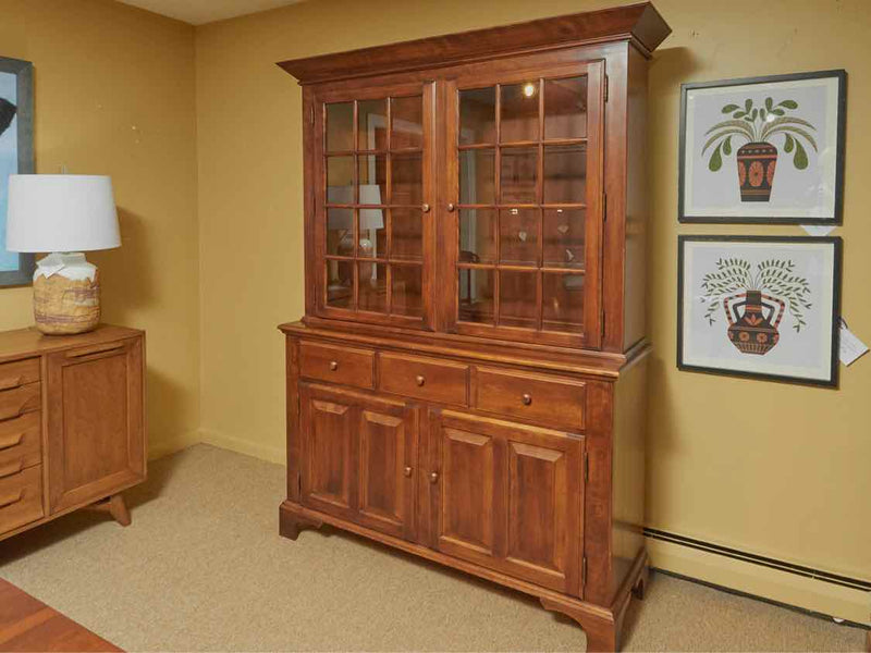 Nichols & Stone Cherry 2 Glass Door 3 Drawers 2 Lower Doors  China Cabinet