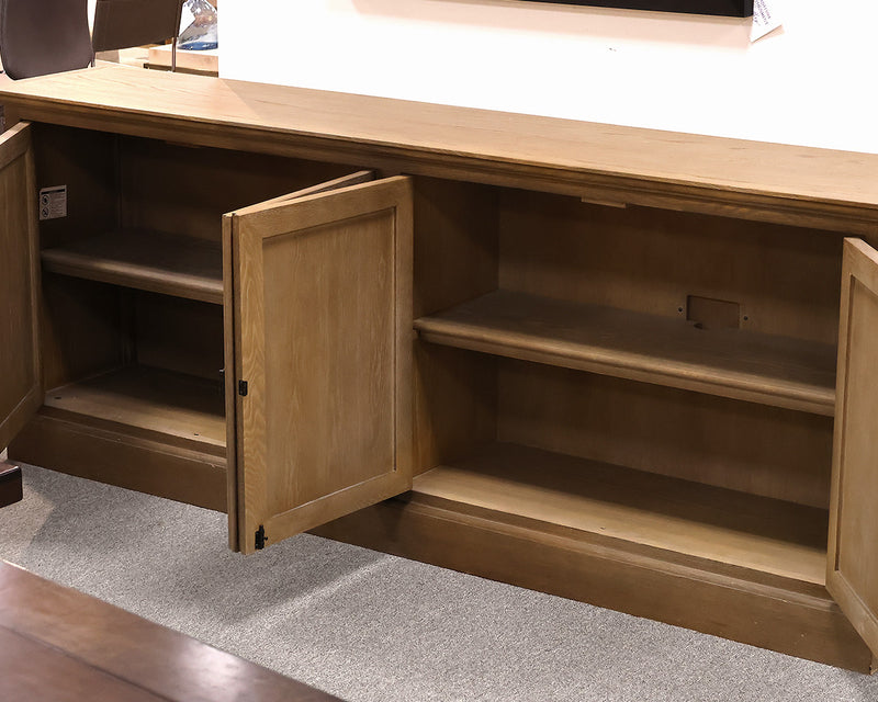 French 4 Door Sideboard w/ Adjustable Shelves In Gray Oak