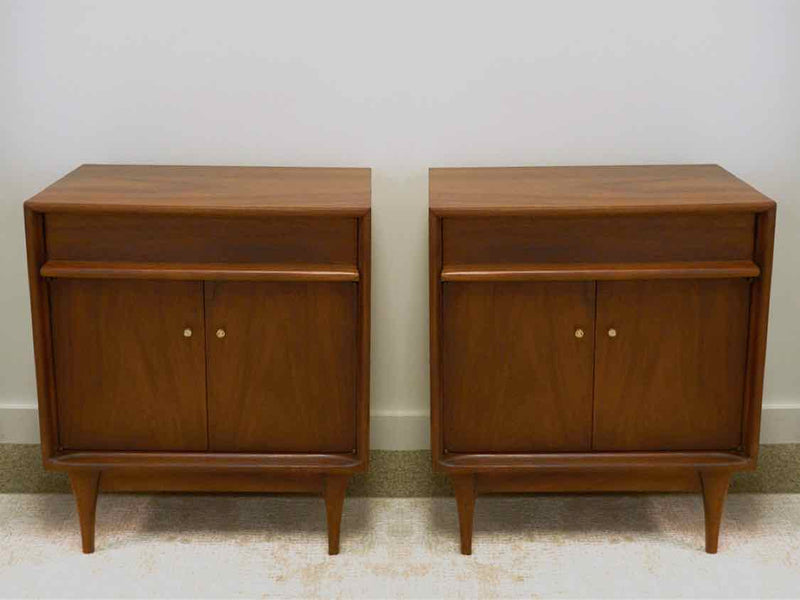 Pair of Red Lion MCM Walnut Nightstands